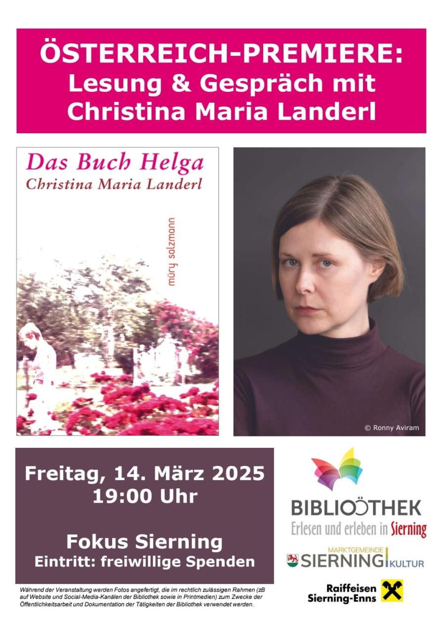 Plakat für die Lesung von Christina Maria Landerl