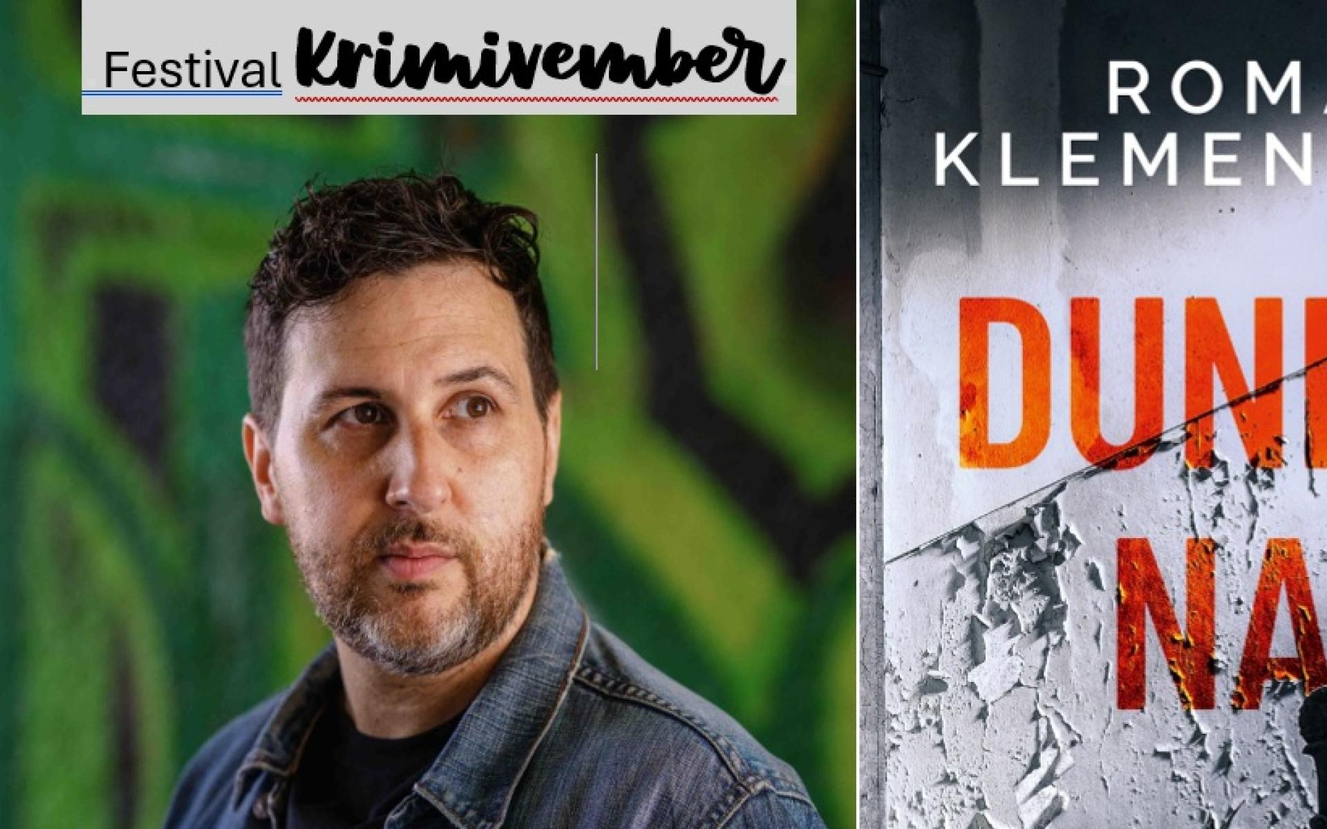 Coverbild des Buches "Dunkelnah" und ein Porträtfoto des Autors Roman Klementovic