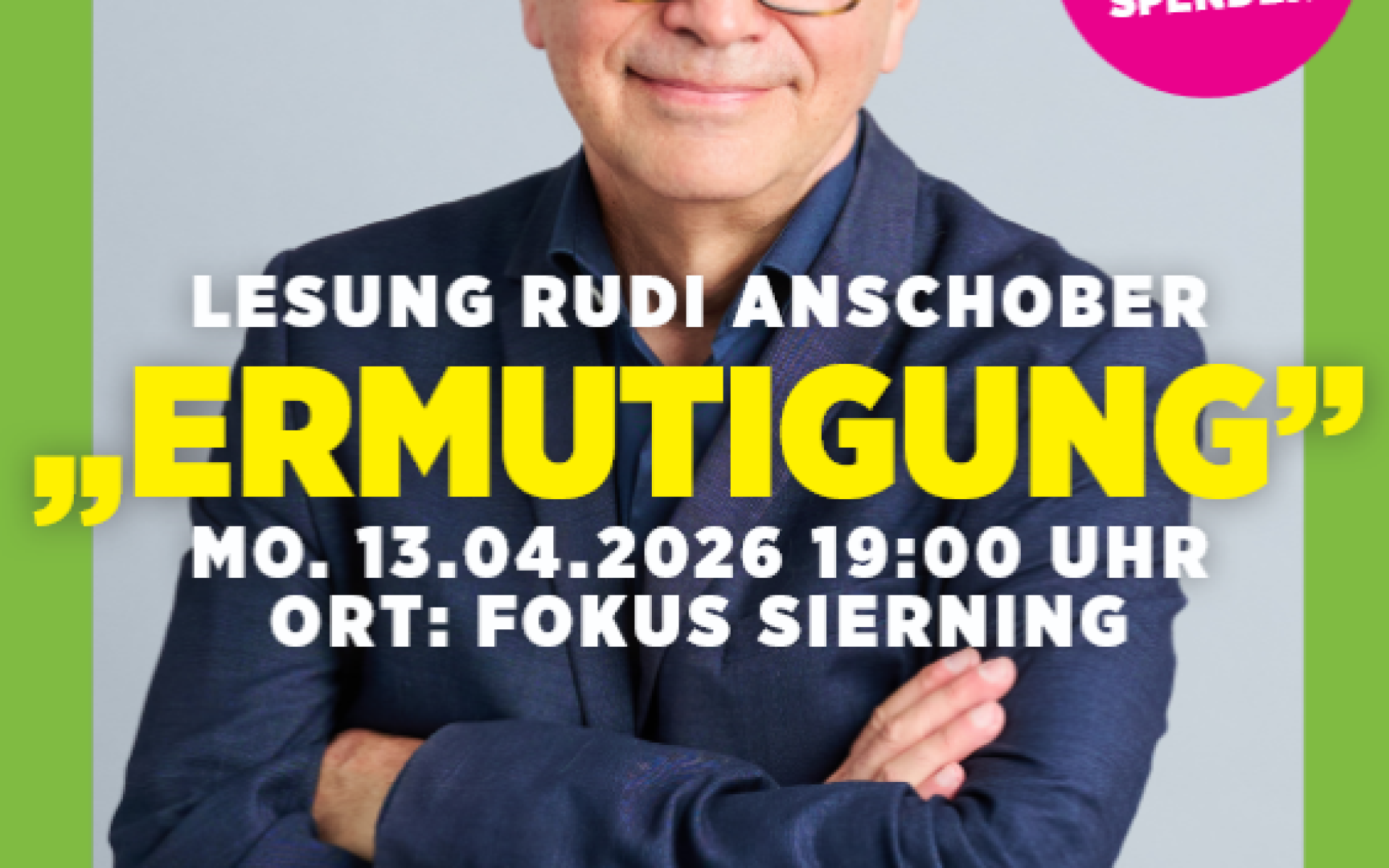 Plakat mit Porträtfoto von Rudi Anschober